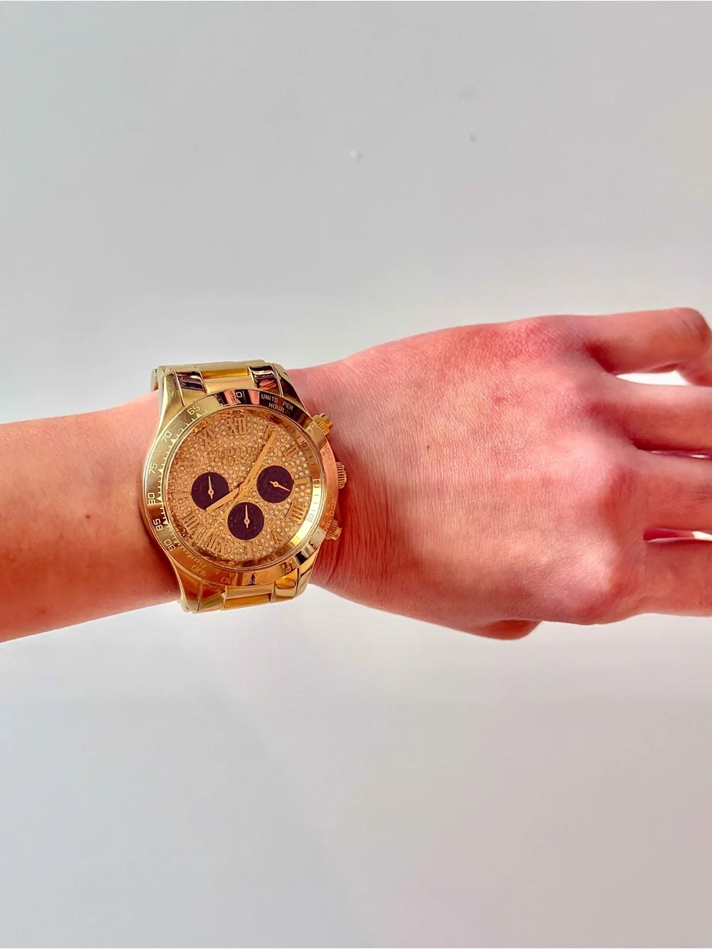 Michael Kors Gold and Black Chronograph Dials Diamond Crystal Dial Watch